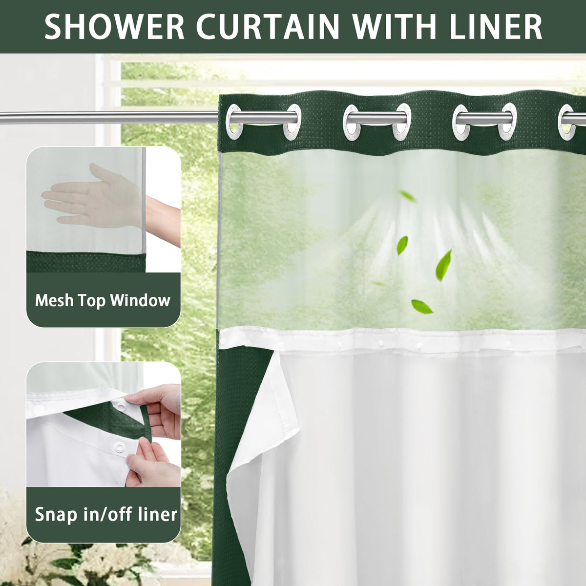 Fenoss® No Hook Shower Curtain