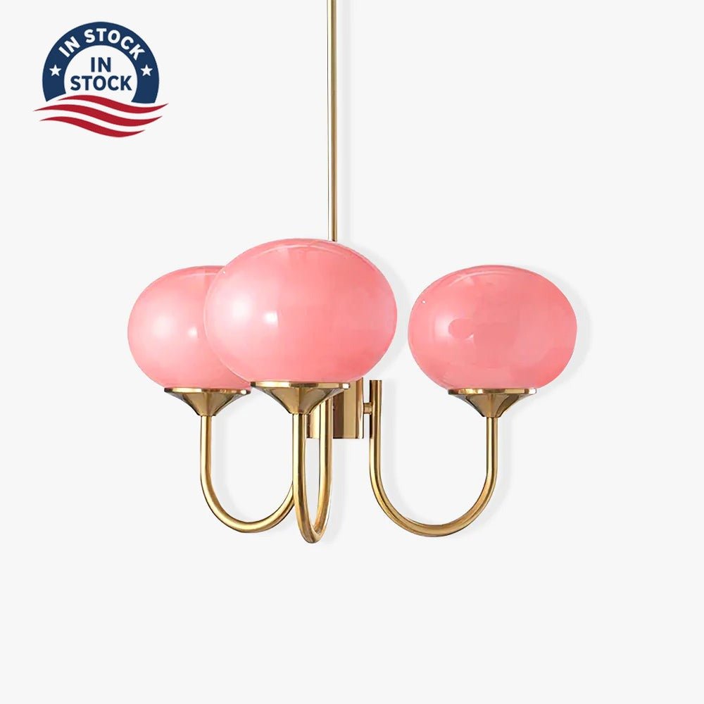 Mid-Century Copper Glass Chandelier – 3 or 5 Globe