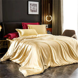 Fenoss® Mulberry Silk Duvet Sheet Pillowcases Bedding Set