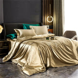 Fenoss® Mulberry Silk Duvet Sheet Pillowcases Bedding Set