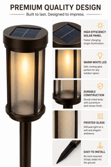 Modern Glass Solar Path Lights – Lantern Stake for Walkways (8 Pack)