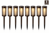 Modern Glass Solar Path Lights – Lantern Stake for Walkways (8 Pack)