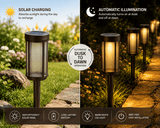 Modern Glass Solar Path Lights – Lantern Stake for Walkways (8 Pack)
