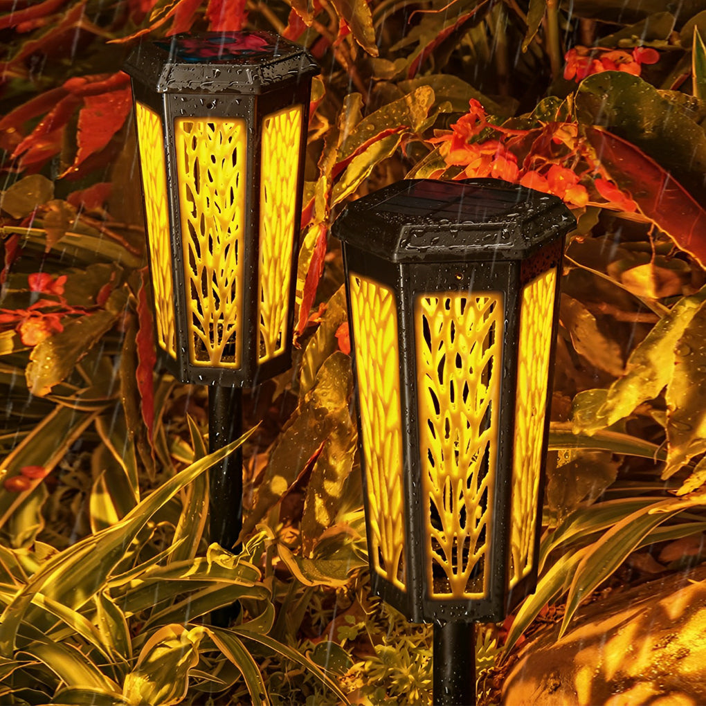 Retro Aluminum Stake Light – Patterned Solar for Beds (2 Pack)