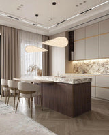 Modern Black Silk Pendant Light – Oval Cloud LED