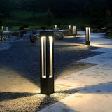 Modern Aluminum LED Bollard Light – 4-Beam for Pathways